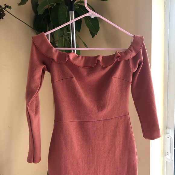 Mauve Frill Dress Boohoo - Picture 3 of 3